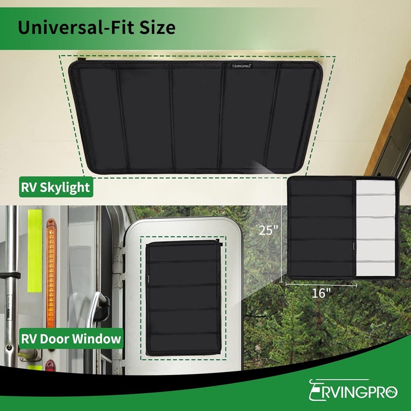 RVINGPRO ستارة نافذة مغناطيسية للسيارات الترفيهية، 16"x25"، ستارة تعتيم قابلة للطي من الجانبين، غطاء نافذة عاكس للضوء للسيارة الترفيهية، مع حقيبة تخزين، باللون الأسود - Image 5